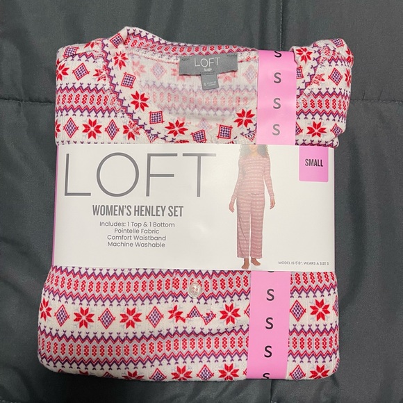 LOFT Women’s 2-Piece Henley Pointelle Pajama Set Small (4–6) NWT - Picture 6 of 13